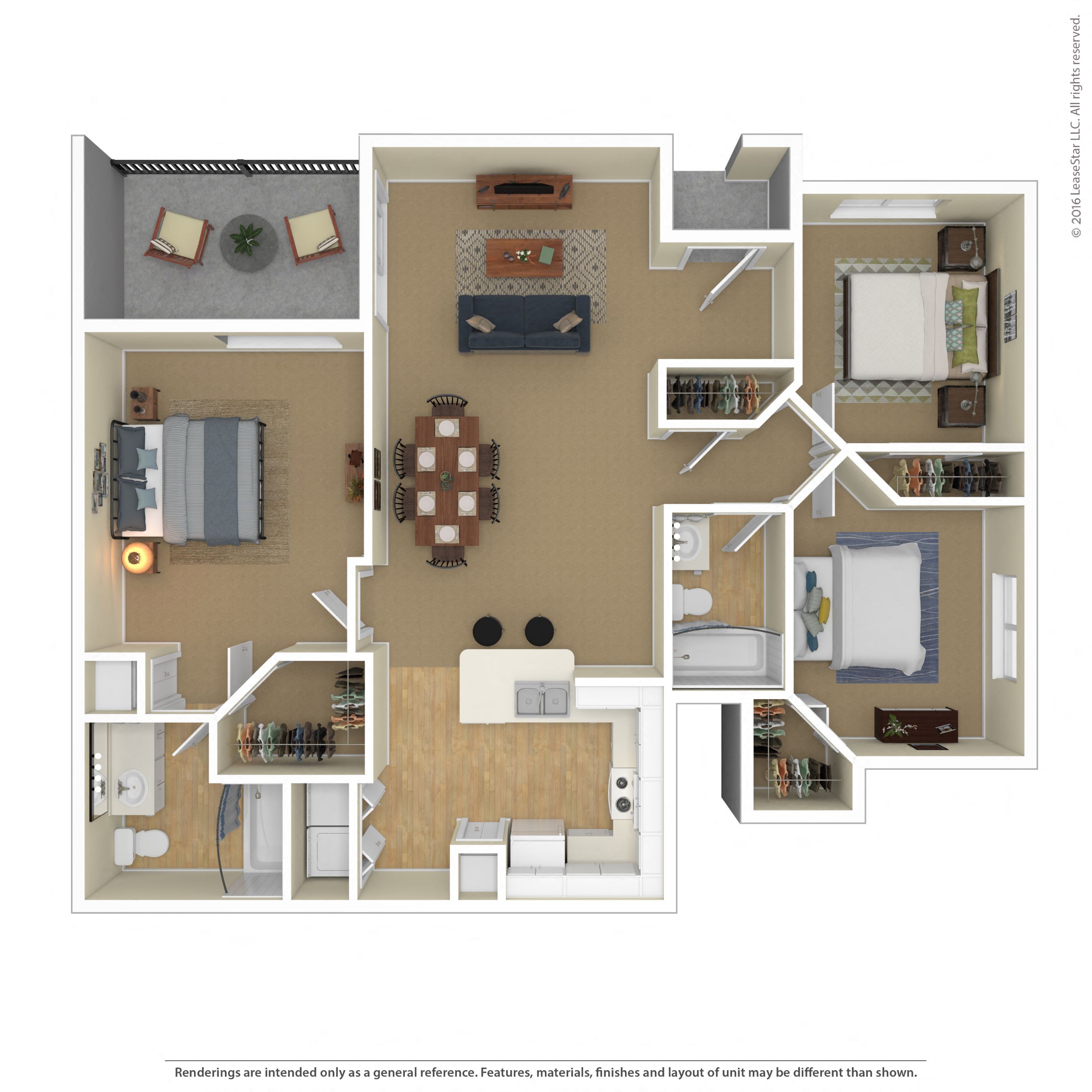Floor plan for 3 beds, 2 baths, 1200 sqft